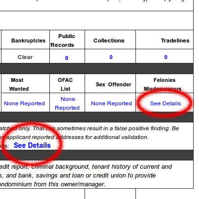 Screenshot of how to review a screening report - Step 7